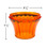Orange U90 E14 cabochon fixture base with a flared, faceted design for light diffusion. The dimensions are labeled as 2 3/8 inches wide and 1 3/4 inches tall, making it suitable for carnival and amusement lighting applications.