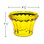 Yellow U90 E14 cabochon fixture base with a flared, faceted design for light diffusion. The dimensions are labeled as 2 3/8 inches wide and 1 3/4 inches tall, making it suitable for carnival and amusement lighting applications.