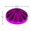 Purple U90 E14 Cabochon Fixture Cap with a fluted, dome-like shape and a glossy reflective surface. The dimensions are clearly labeled, indicating a diameter of 2 3/8 inches and a height of 13/16 inch, highlighting its size for carnival and amusement lighting applications.