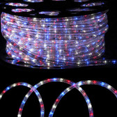 The picture showcases a 150' roll of 2 Wire LED Red, White, & Blue .5" CROWN Rope Light, designed to bring vibrant patriotic lighting to your space. The rope light features a combination of red, white, and blue LED lights arranged in a .5" CROWN pattern.

The picture may depict the roll of rope light neatly wrapped, showcasing its length and flexibility. It highlights the precise placement of the LED lights in the red, white, and blue colors, creating a visually appealing and patriotic display.

The 150' roll offers ample length for various applications, allowing you to decorate large areas or create intricate lighting designs. It is suitable for both indoor and outdoor use, enabling you to enhance your home, garden, or event venue with a festive touch.

With its energy-efficient LED technology, the rope light provides bright illumination while consuming minimal power. The .5" CROWN pattern adds a touch of elegance and sophistication to the lighting display, making it suitable for a wide range of occasions, including Independence Day, Memorial Day, and other patriotic celebrations.

The picture invites viewers to appreciate the versatility and visual impact of the 2 Wire LED Red, White, & Blue .5" CROWN Rope Light 150' roll. It showcases the roll's capability to create stunning lighting effects, capturing the attention and admiration of all who see it.