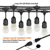 47ft Commercial Patio / Bistro Light Set 36" bulb Spacing