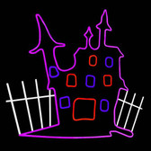 35.5" LED Neon Haunted House Silhouette Motif Display