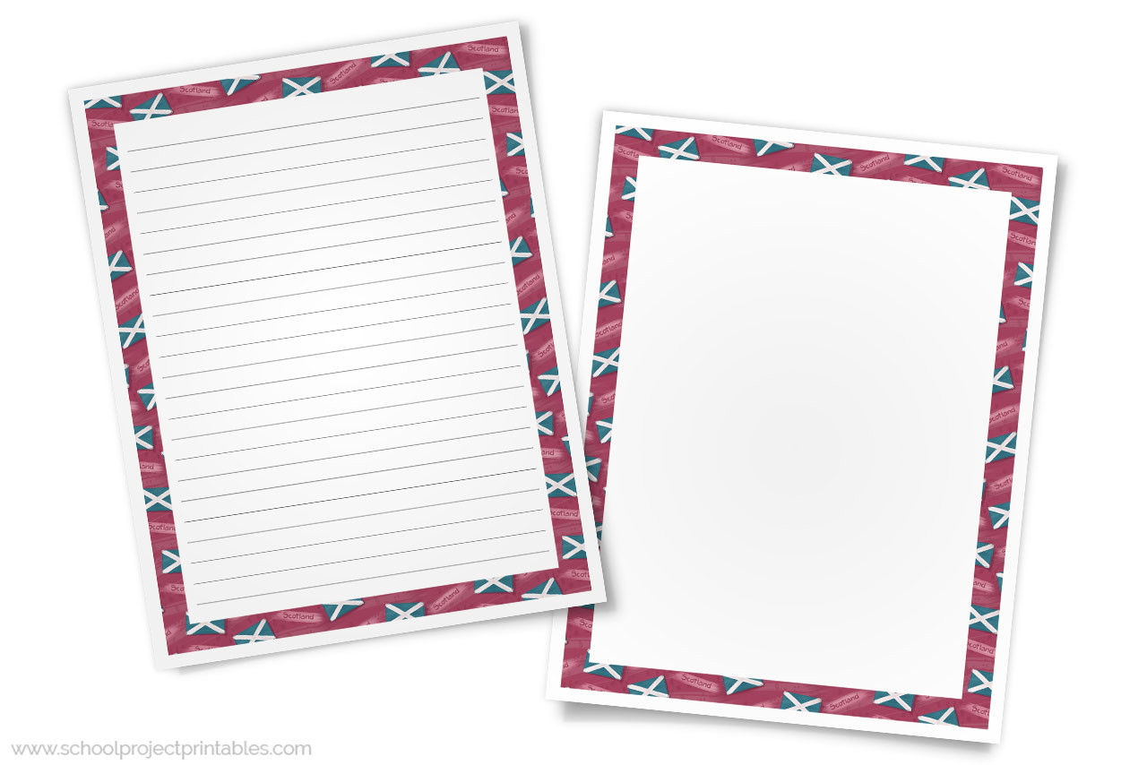 Scotland Writing Templates Paper With Scotish Flag Border School Scotland Writing Templates Paper With Scotish Flag Border School