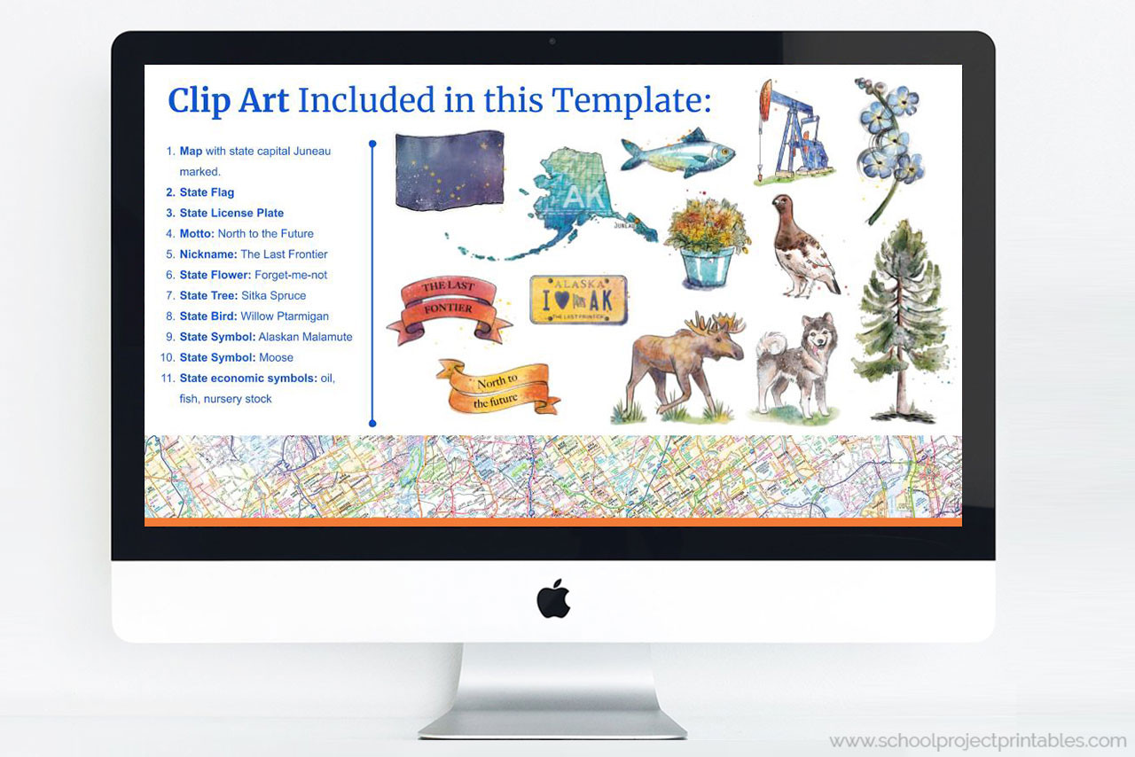 Alaska State PowerPoint Template Theme - School Project Printables