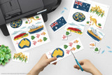 Printable Clip Art for Australia school reports, Geography Fairs, and Girl Scout World Thinking Day Projects. 