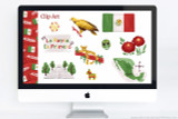 Mexico themed clip art and PowerPoint deck template to use for school projects. Includes: 
Flag of Mexico, Map of Mexico with capital Mexico City, Motto of Mexico: La Patria Es Primero, National flower of Mexico: Dahlia, National Animal of Mexico: Jaguar, National Bird of Mexico: Golden Eagle, Landmark: El Castillo (Temple of Kukulcan), Sugar Skull, Burro Piñata, Sun