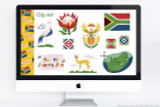 South Africa themed clip art and PowerPoint deck template to use for school projects. Includes: 
Flag of South Africa, Map of South Africa with it’s three capital: Cape Town, Pretoria, Bloemfontein, National Motto of South Africa: !ke e: /xarra //ke, National Coat of Arms of South Africa, National flower of South Africa: King Protea (Protea cynaroides), National Animal of South Africa: Springbok, National Bird of South Africa: Blue Crane, Geometric African motifs