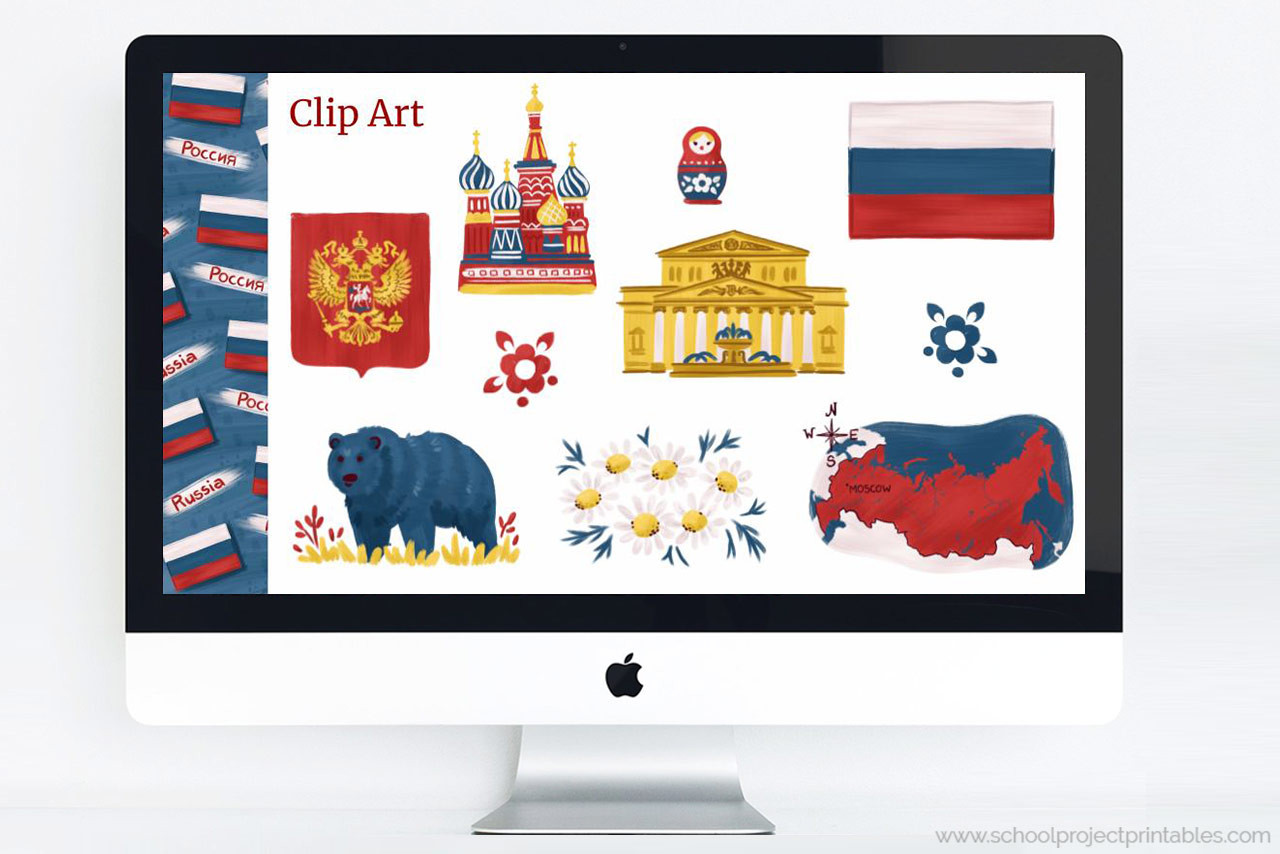 Russia PowerPoint Template Theme - School Project Printables