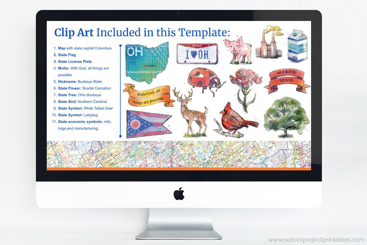 Ohio State PowerPoint Template Theme School Project Printables