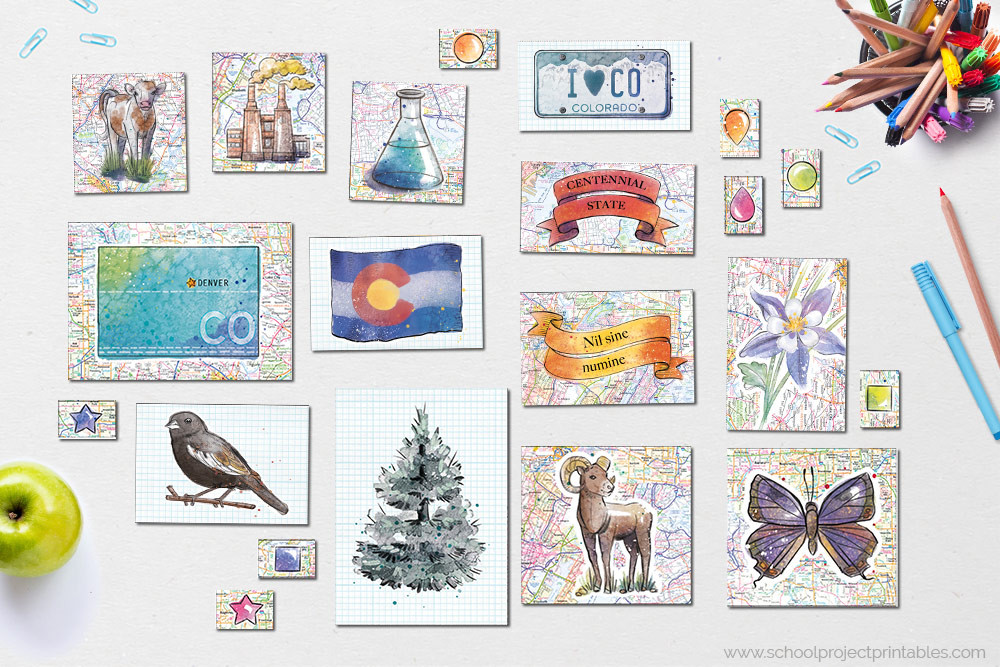 Colorado State Report Clip Art Icon Symbols Set School Project Printables