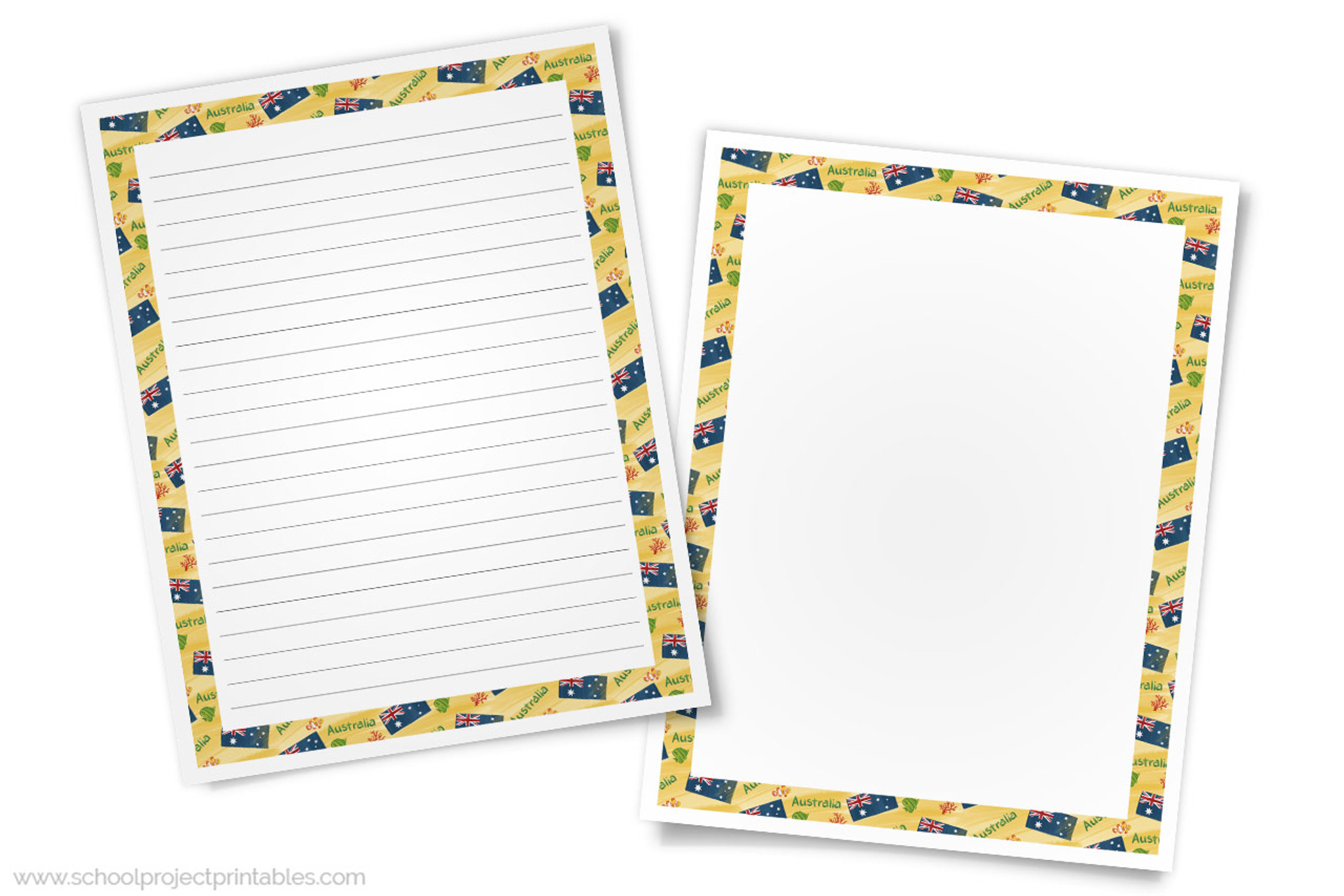 australia writing templates paper with australian flag border school project printables