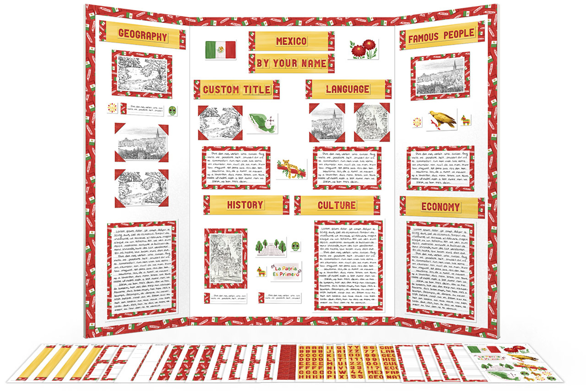 Mexico Display Board Poster Project Kit - School Project Printables