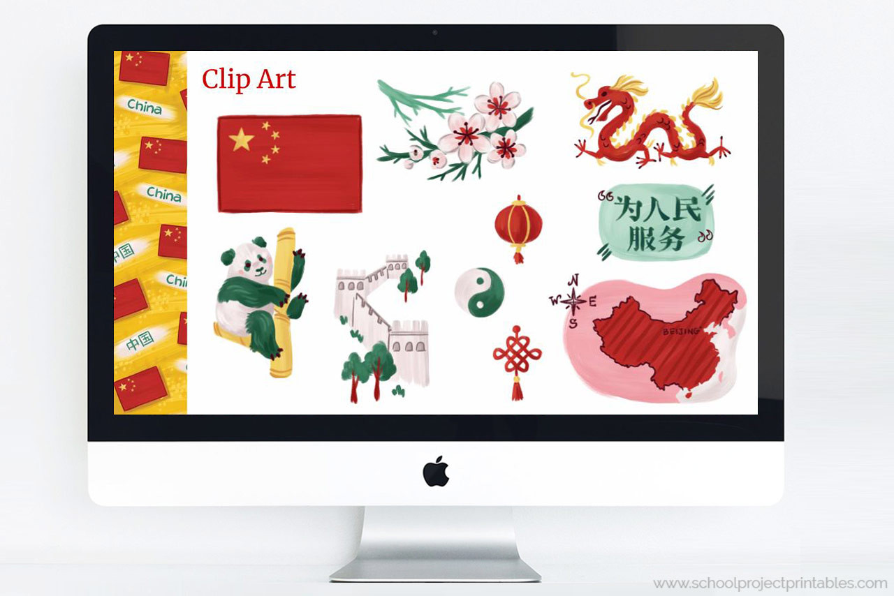 Modern China PowerPoint Template Theme - School Project Printables
