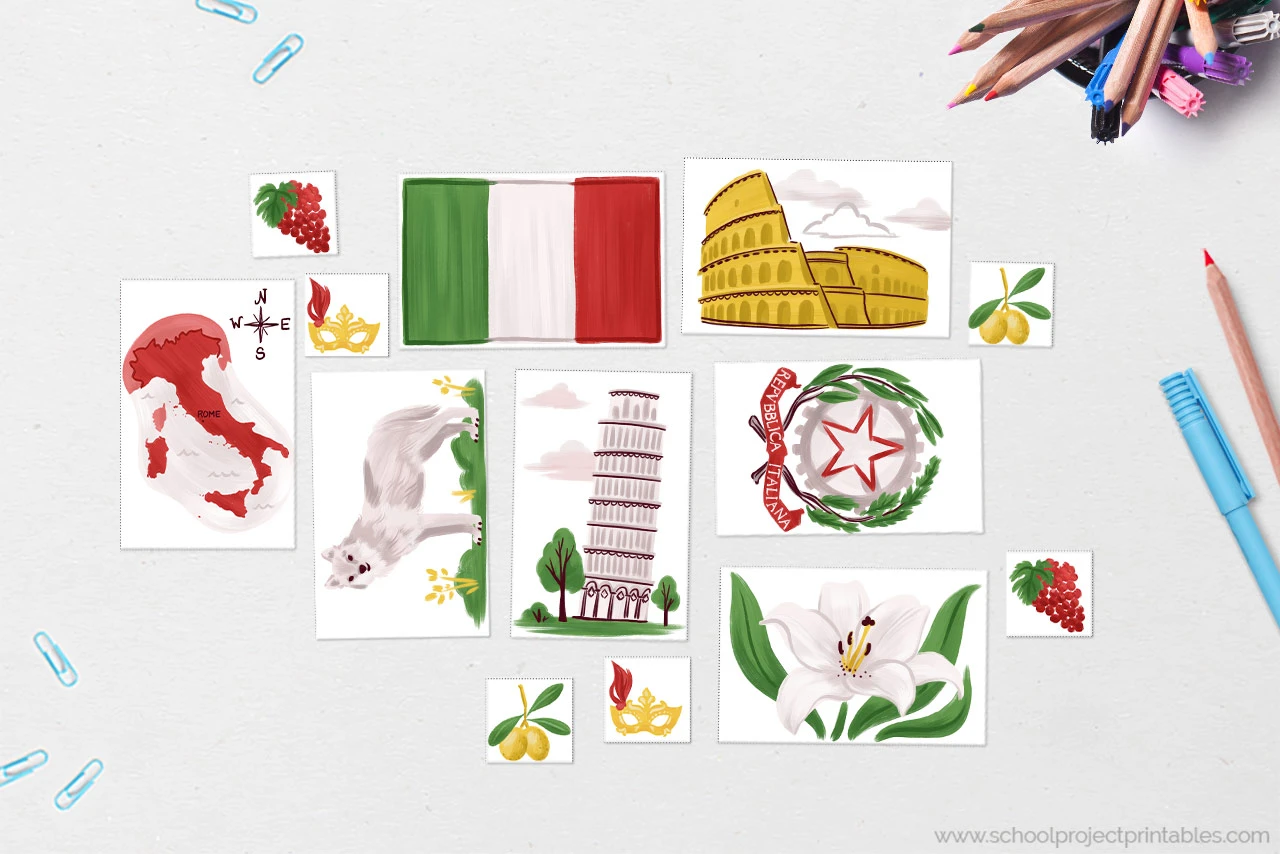 Italy Display Board Poster Project Kit - School Project Printables