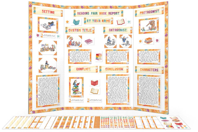Book Report / Reading Fair Display Board Poster Project Kit - School Project Printables