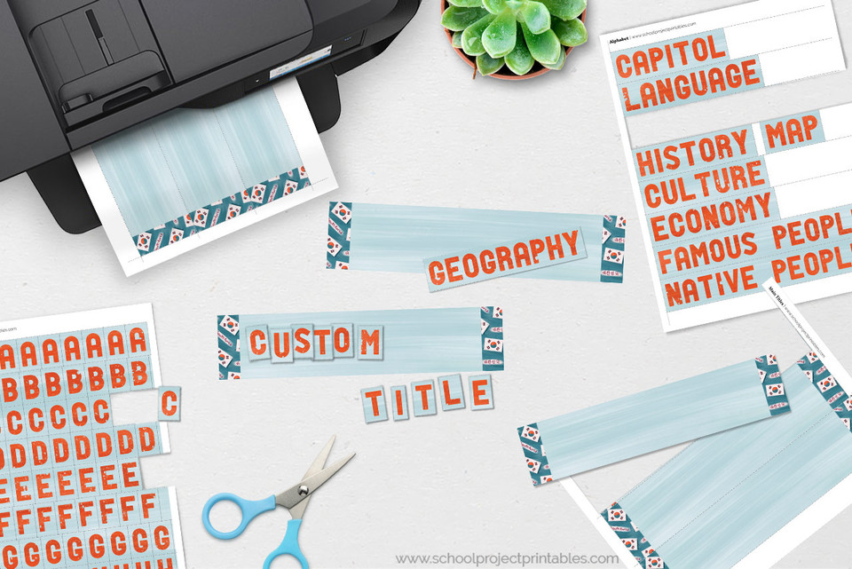 South Korea Display Board Poster Project Kit - School Project Printables