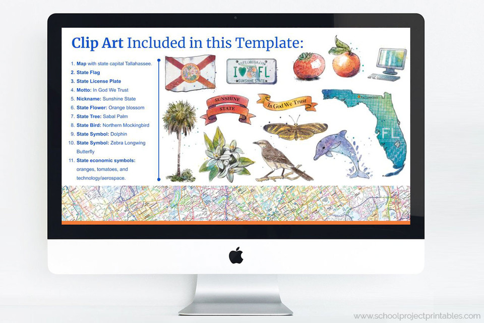 Florida State PowerPoint Template Theme School Project Printables