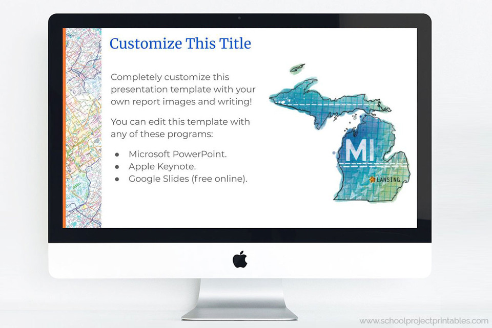 Michigan State PowerPoint Template Theme School Project Printables
