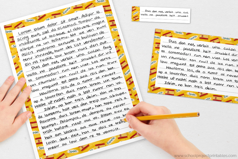 Spain writing templates for handwriting Spain projects