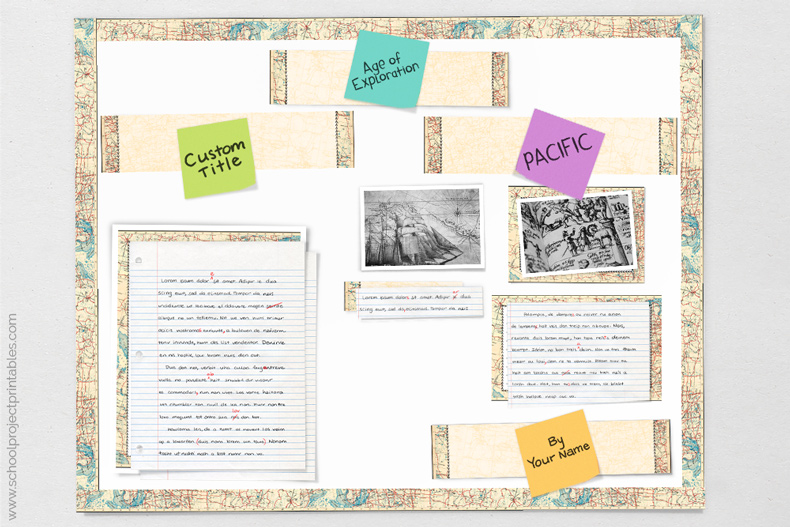 Step-by-step tutorial for Age of Exploration project + printable kit tutorial showing how to design your Age of Exploration poster