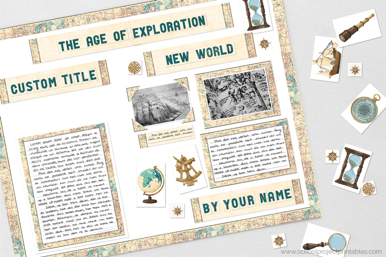 Age of Exploration clip art, globe spyglass, candle, hourglass, magnifying glass, compass, compass rose, sextant, navigational tools. Printable clip are for Age of Exploration reports.
