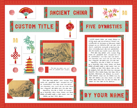 Make a Ancient China Fair display board with this printable kit from schoolprojectprintables.com Ancient China Fair display poster made from SchoolProjectPrintables.com kit