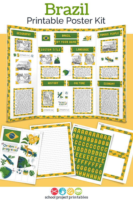 Printable kit for Brazil projects. 25+ pages of templates and clip art