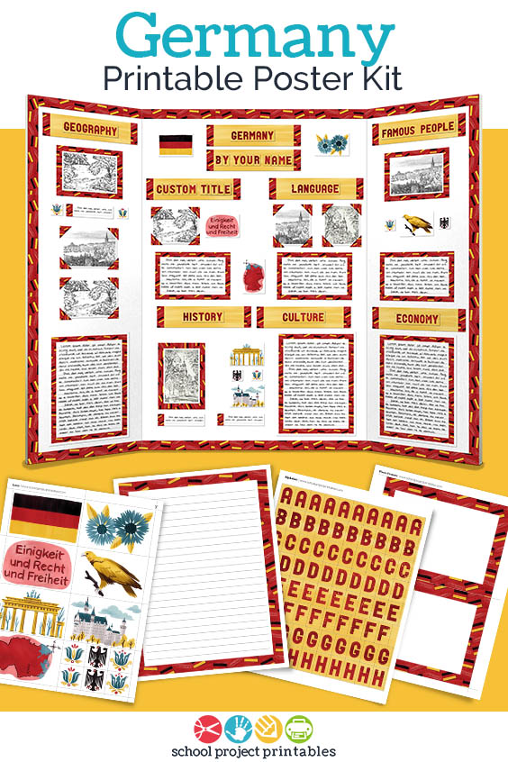 Printable kit for Germany projects. 25+ pages of templates and clip art