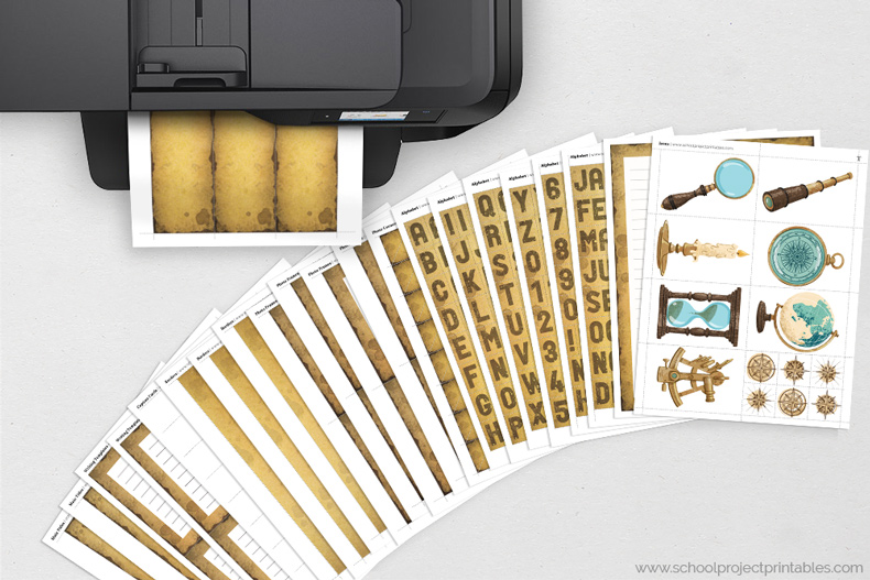 Printable National History Day NHD kit for display boards History kit pages feeding out of a black printer