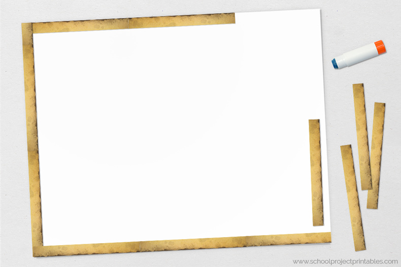 Old paper texture borders for poster board. Printable. Old paper textured borders being added to a poster board