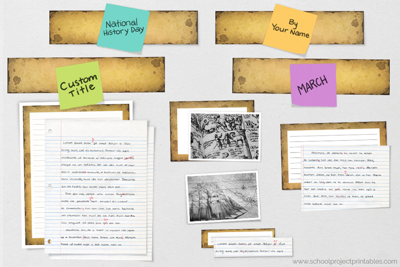 This printable kit has all the pieces to make a history report board. Work in progress on a History Fair project using pieces from printable kit