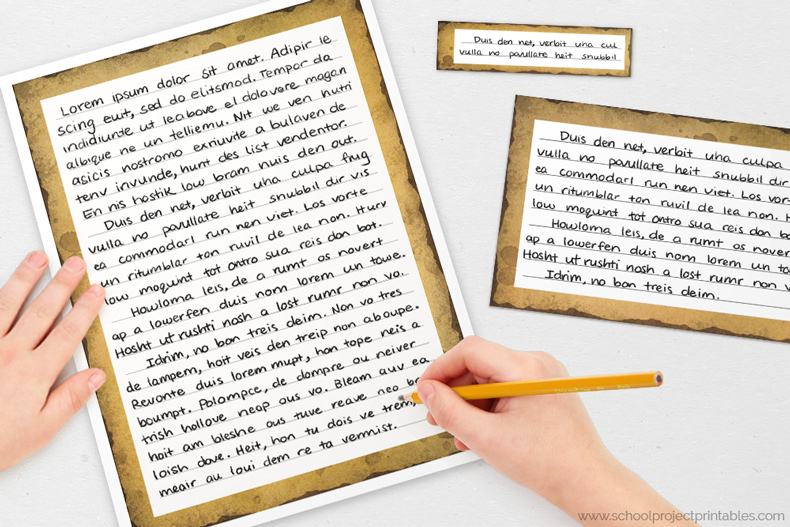 Old paper border writing template. Lined to handwrite history report. Old paper texture writing templates for handwriting History Fair projects