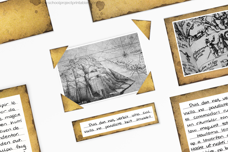 Old paper texture photo corners on your History Fair project
