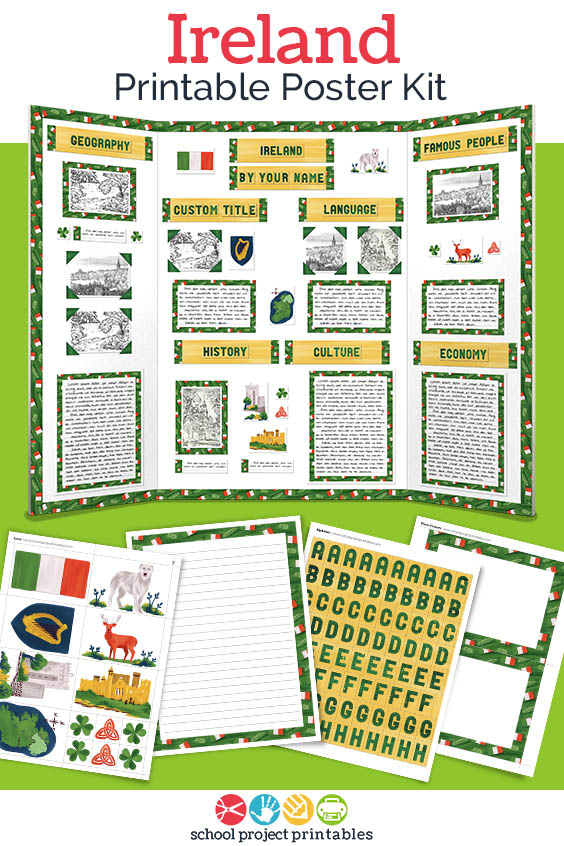 Printable kit for Ireland projects. 25+ pages of templates and clip art