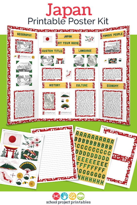 Printable kit for Japan projects. 25+ pages of templates and clip art