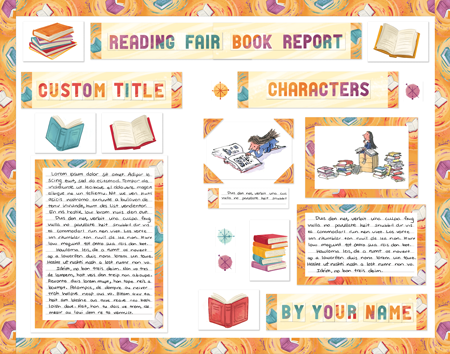 Make a Reading Fair Book Report Fair display board with this printable kit from schoolprojectprintables.com Reading Fair Book Report Fair display poster made from SchoolProjectPrintables.com kit