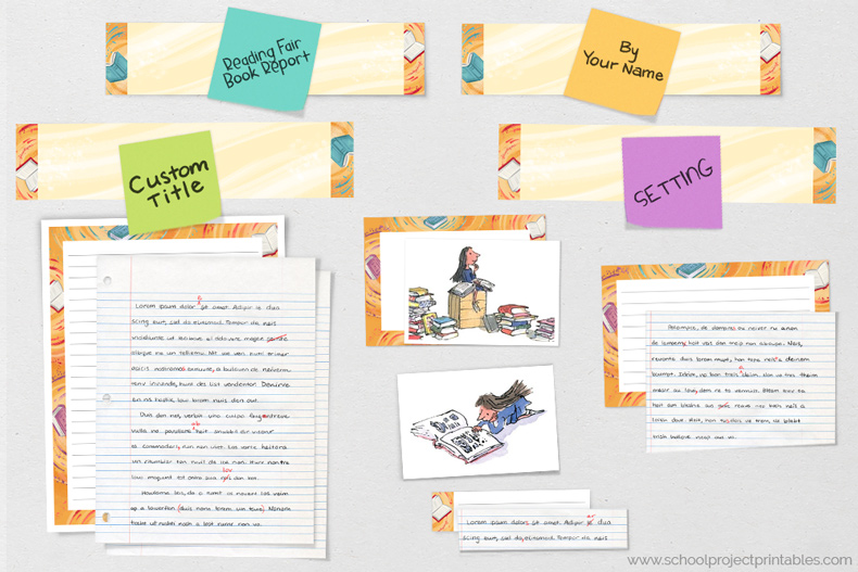 This printable kit has all the pieces to make a Reading Fair Book Report report board. Work in progress on a Reading Fair Book Report project using pieces from printable kit