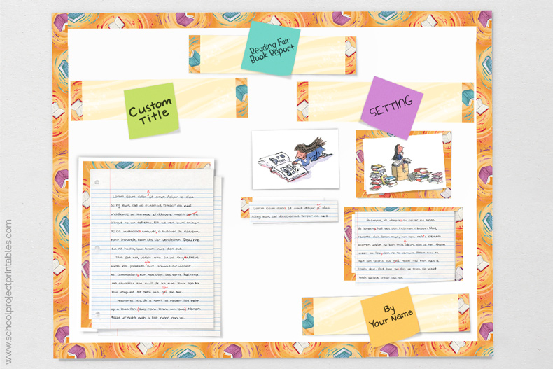 Step-by-step tutorial for Reading Fair Book Report project + printable kit tutorial showing how to design your Reading Fair Book Report poster