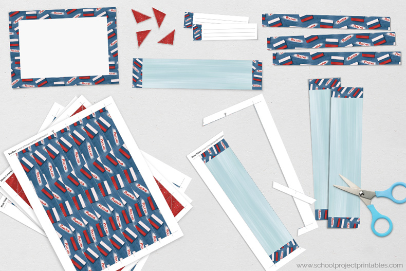 Kit of paper craft supplies for Russia project