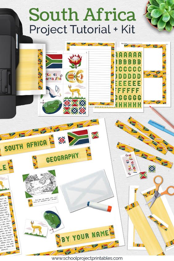 Printable kit for South Africa projects. 25+ pages of templates and clip art