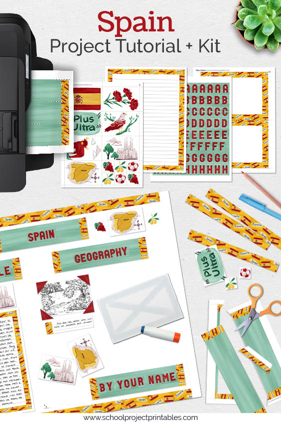 Printable kit for Spain projects. 25+ pages of templates and clip art