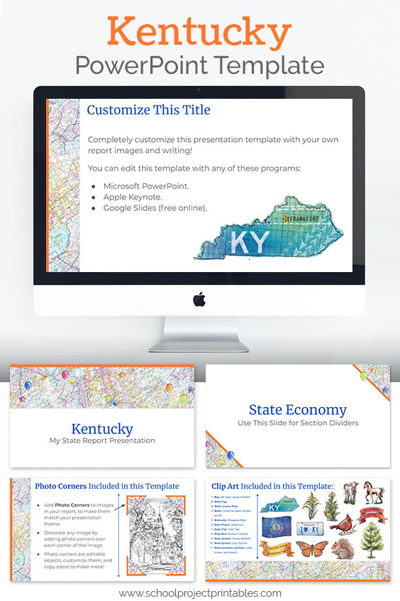 Kentucky themed downloadable powerpoint template with multiple customizable layouts and clip art