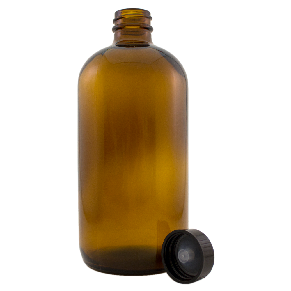 16 oz Amber Glass Bottle w/ Phenolic Cap