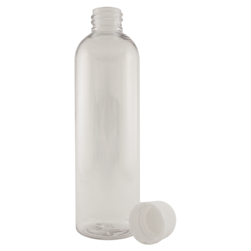 4 fl oz Clear Plastic Bottle w/ White Cap