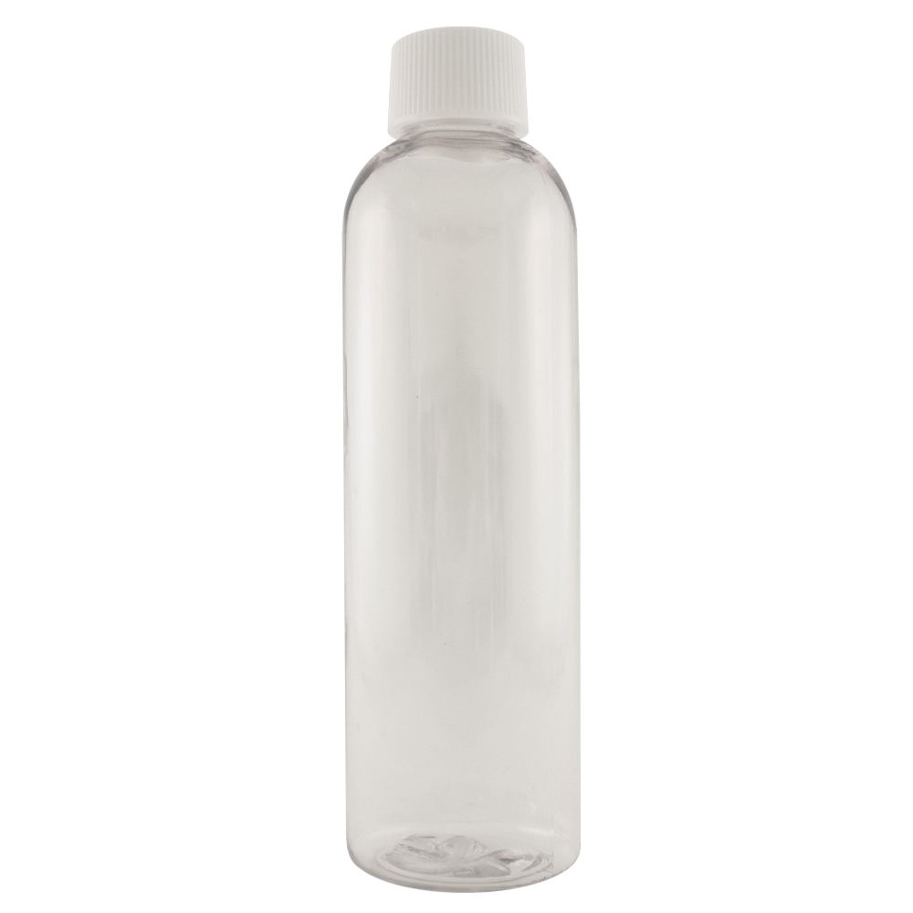 4 fl oz Clear Plastic Bottle w/ White Cap