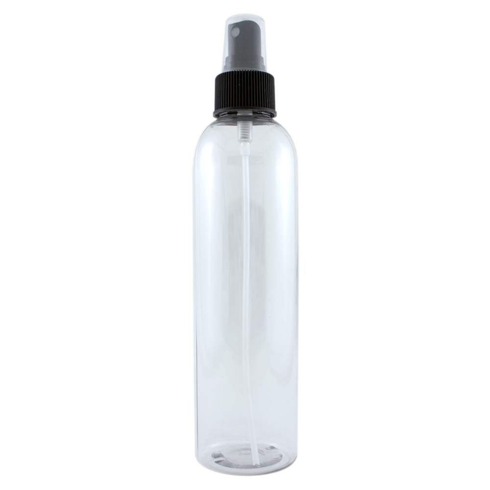 8 fl oz Clear Plastic Bottle w/ Black Spray Cap