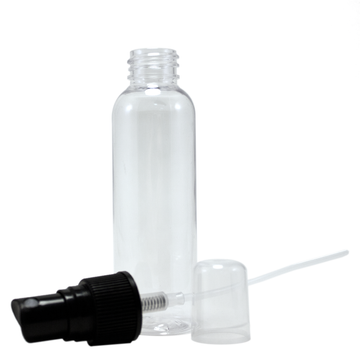 2 fl oz Clear Plastic Bottle w/ Black Spray Cap