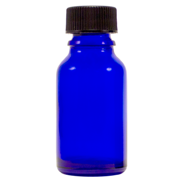 1/2 fl oz (15 ml) Cobalt Blue Glass Bottle w/ Black Cap