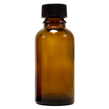 1 fl oz (30 ml) Amber Glass Bottle w/ Black Cap