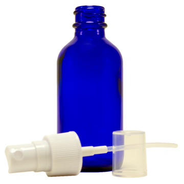 2 fl oz Cobalt Blue Glass Bottle w/ White Spray Cap